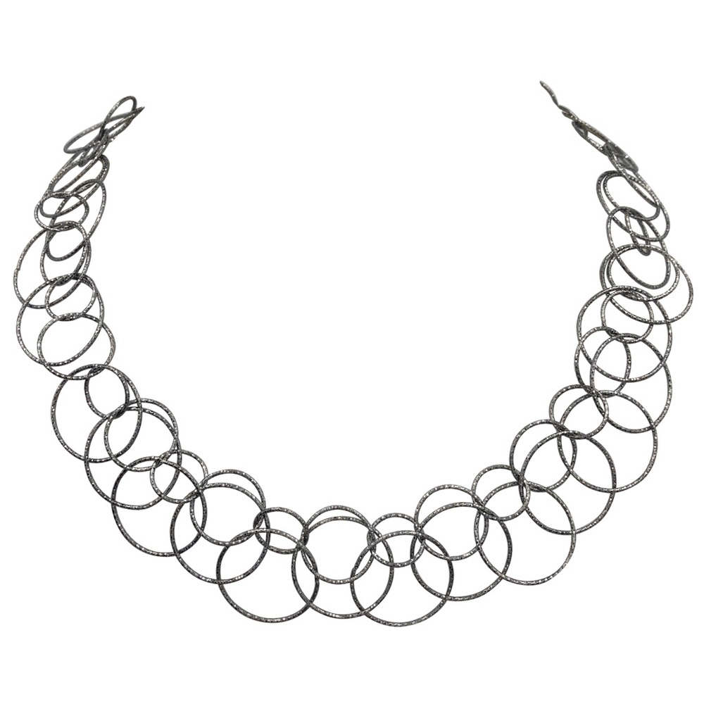 Thin Circles Lightweight Simple Rings Gun Metal Tone Necklace